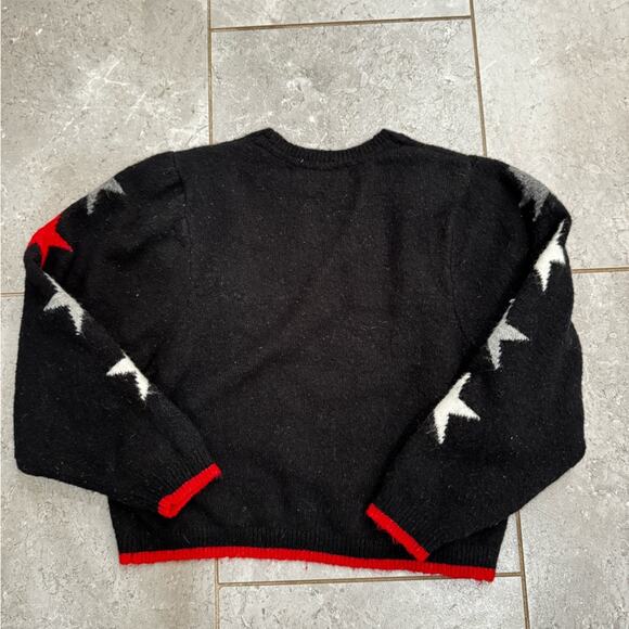 Girls Vintage Havana Black Sweater with Red and Gray Star Accents, size L (14) - Picture 5 of 5